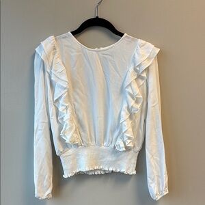 Mayoral Girls 14 White Ruffled Long Sleeve Blouse